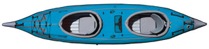 AE1007-B-Decks AdvancedFrame® Convertible 2-person Kayak, blue with Single and Double Deck Cover